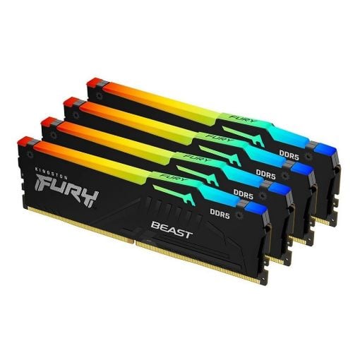 Εικόνα της Ram Kingston Fury Beast 64GB (4x16GB) DDR5-6000MHz CL40 RGB Black KF560C40BBAK4-64