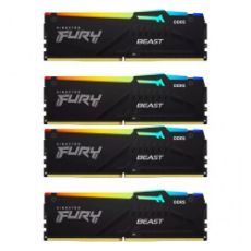 Εικόνα της Ram Kingston Fury Beast 64GB (4x16GB) DDR5-6000MHz CL40 RGB Black KF560C40BBAK4-64