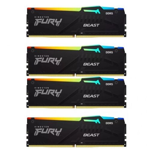 Εικόνα της Ram Kingston Fury Beast 64GB (4x16GB) DDR5-6000MHz CL40 RGB Black KF560C40BBAK4-64