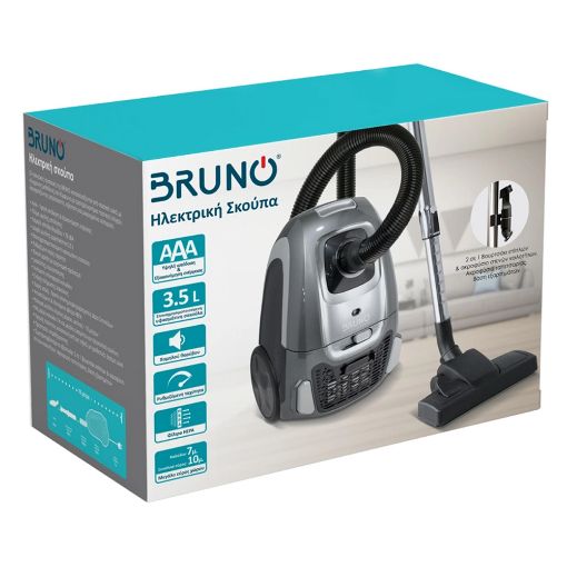Εικόνα της Ηλεκτρική Σκούπα Bruno με Σακούλα 3.5lt 800W Γκρι BRN-0136