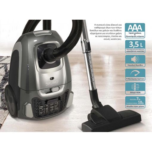 Εικόνα της Ηλεκτρική Σκούπα Bruno με Σακούλα 3.5lt 800W Γκρι BRN-0136