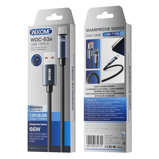 Εικόνα της Καλώδιο WK USB-A  to USB-C 66W 1.2m Black WDC-63a