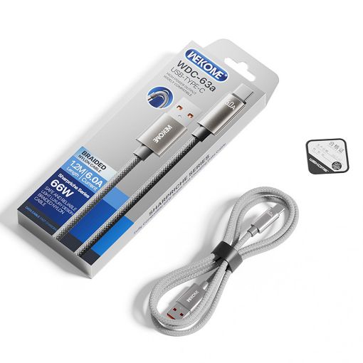 Εικόνα της Καλώδιο WK USB-A  to USB-C 66W 1.2m Grey WDC-63a