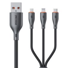 Εικόνα της Καλώδιο WK 3-in-1 USB-A to USB-C / Lightning / Micro-USB 66W 1.2m Black WDC-79