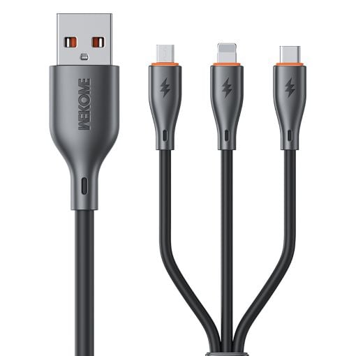 Εικόνα της Καλώδιο WK 3-in-1 USB-A to USB-C / Lightning / Micro-USB 66W 1.2m Black WDC-79