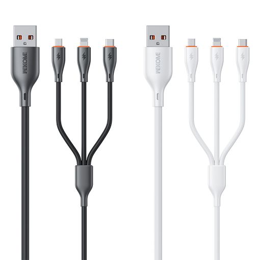 Εικόνα της Καλώδιο WK 3-in-1 USB-A to USB-C / Lightning / Micro-USB 66W 1.2m White WDC-79