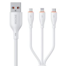 Εικόνα της Καλώδιο WK 3-in-1 USB-A to USB-C / Lightning / Micro-USB 66W 1.2m White WDC-79