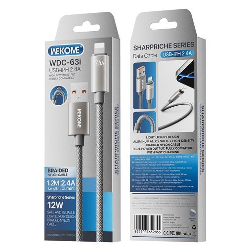 Εικόνα της Καλώδιο WK USB-A to Lightning 1.2m Grey WDC-63i