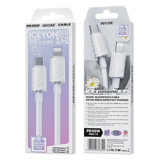 Εικόνα της Καλώδιο WK USB-C to Lightning PD 30W 1.2m White WDC-73
