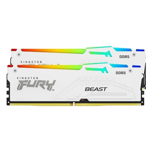 Εικόνα της Ram Kingston Fury Beast 32GB (2x16GB) DDR5-5600MHz CL40 RGB White KF556C40BWAK2-32