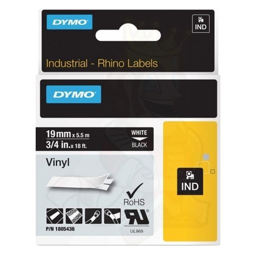 Εικόνα της Ταινία Ετικετογράφου Dymo Rhino Vinyl 12mm x 5.5m Black On White 18444 S0718600