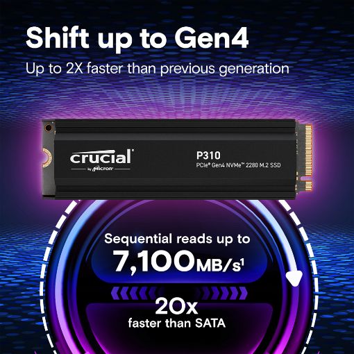 Εικόνα της Δίσκος SSD Crucial P310 2TB PCIe Gen4 NVMe 2280 M.2 with Heatsink CT2000P310SSD5