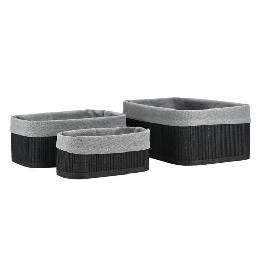 Εικόνα της Σετ Καλάθι Οργάνωσης Estia Bamboo Essentials 30.4x20.5cm Με Επένδυση 3τμχ Μαύρο 02-34603