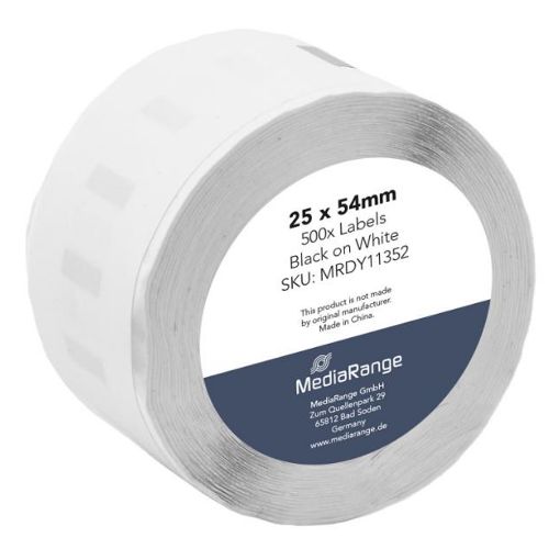 Εικόνα της MediaRange Αυτοκόλλητες Ετικέτες για Dymo 11352/S0722520 25 x 54mm 500 τμχ Μαύρα Γράμματα σε Λευκό Φόντο MRDY11352