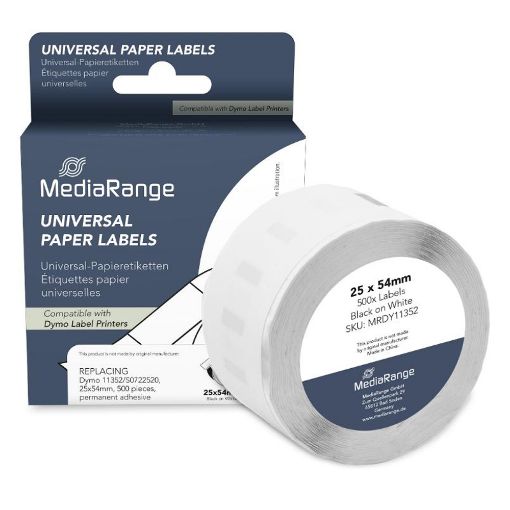 Εικόνα της MediaRange Αυτοκόλλητες Ετικέτες για Dymo 11352/S0722520 25 x 54mm 500 τμχ Μαύρα Γράμματα σε Λευκό Φόντο MRDY11352