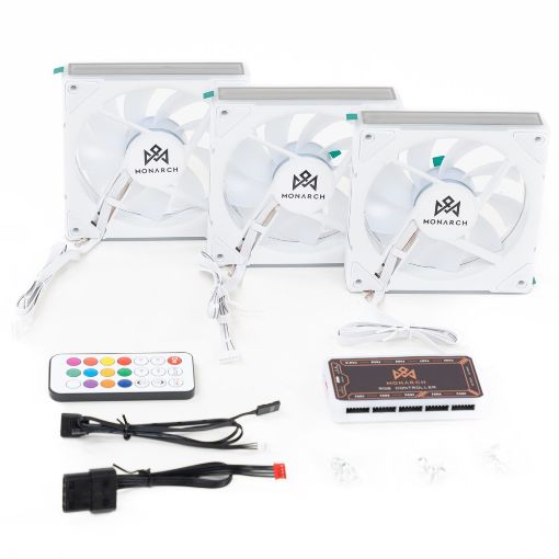 Εικόνα της Case Fan Monarch Gear Zephyrus RGB 6-Pin 120mm (3-Pack) White 1305240004-WH