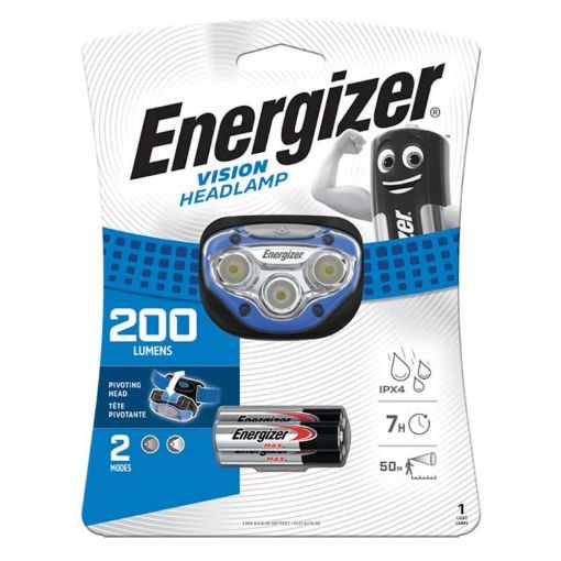 Εικόνα της Φακός Κεφαλής Energizer Vision LED 200lm IPX4 Blue + Μπαταρίες AAA 3τμχ HDA321
