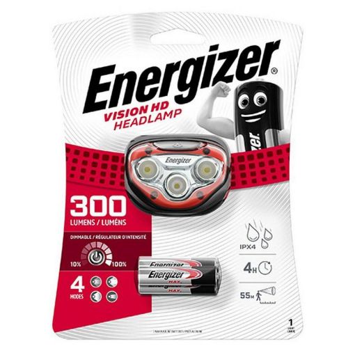 Εικόνα της Φακός Κεφαλής Energizer Vision HD LED 300lm IPX4 Red + Μπαταρίες ΑΑΑ 3τμχ HDB323