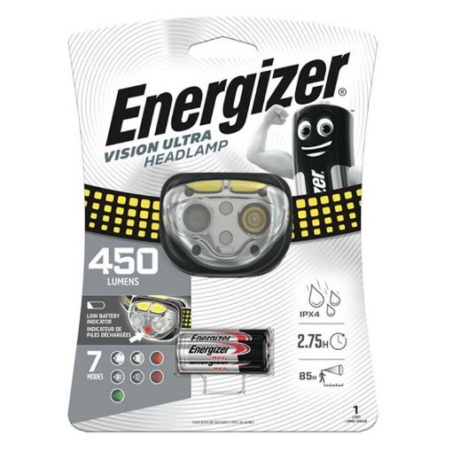Εικόνα της Φακός Κεφαλής Energizer Vision Ultra LED 450lm IPX4 Black/Yellow + Μπαταρίες ΑΑΑ 3τμχ HDE321