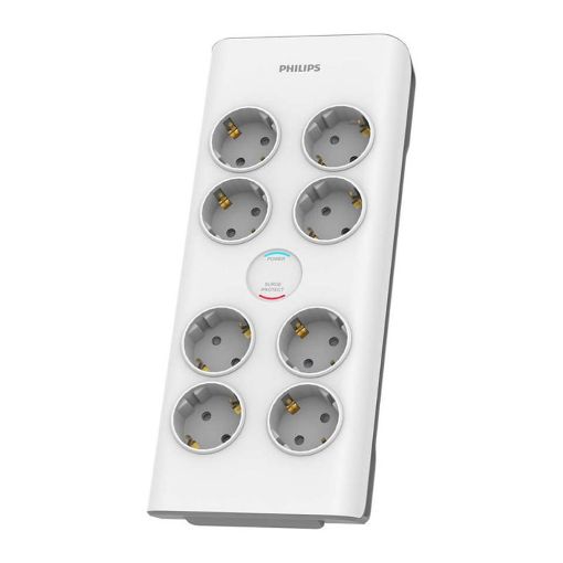 Εικόνα της Πολύπριζο Ασφαλείας Philips 8 Θέσεων 2m Λευκό SPN7080WA/GRS