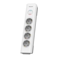 Εικόνα της Πολύπριζο Ασφαλείας Philips 4 Θέσεων 2m Λευκό SPN7040WA/GRS