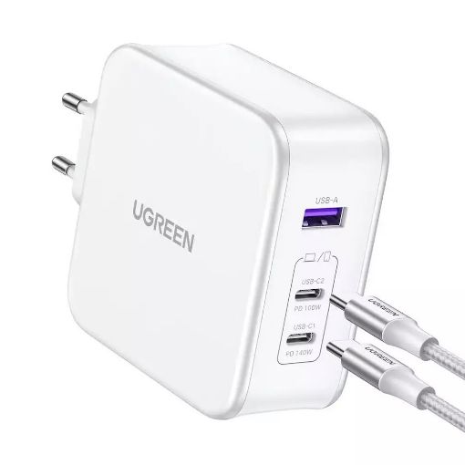 Εικόνα της Φορτιστής Ugreen CD289 USB-A  & 2xUSB-C GaN2 140W White 15339