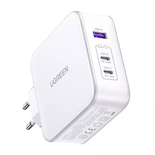 Εικόνα της Φορτιστής Ugreen CD289 USB-A  & 2xUSB-C GaN2 140W White 15339