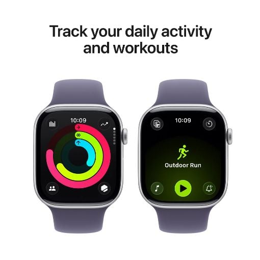 Εικόνα της Apple Watch Series 11 GPS 46mm Aluminium Silver with Purple Fog Sport Band (S/M) MEV94QL/A