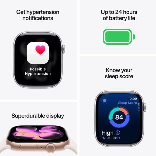 Εικόνα της Apple Watch Series 11 GPS 46mm Aluminium Silver with Purple Fog Sport Band (S/M) MEV94QL/A
