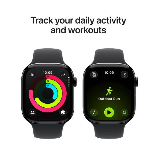 Εικόνα της Apple Watch Series 11 GPS 46mm Aluminium Jet Black with Black Sport Band (M/L) MEUX4QL/A