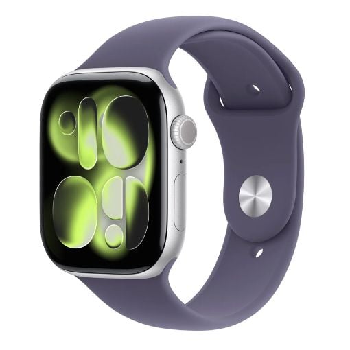 Εικόνα της Apple Watch Series 11 GPS 46mm Aluminium Silver with Purple Fog Sport Band (M/L) MEVA4QL/A