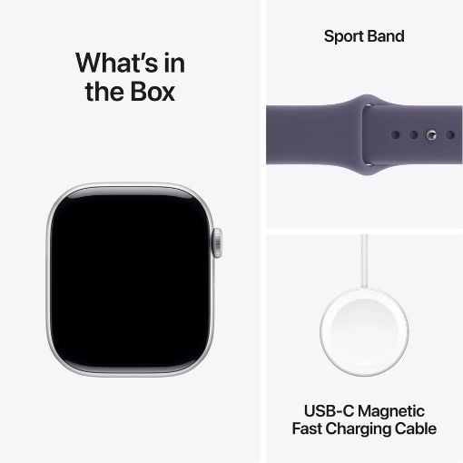 Εικόνα της Apple Watch Series 11 GPS 42mm Aluminium Silver with Purple Fog Sport Band (M/L) MEU74QL/A