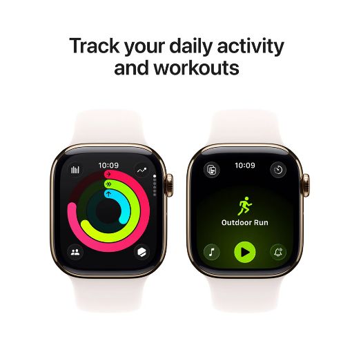 Εικόνα της Apple Watch Series 11 GPS + Cellular 46mm Titanium Gold with Light Blush Sport Band (M/L) MFD64QL/A