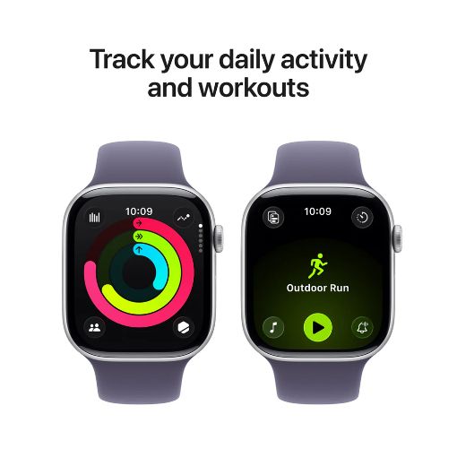 Εικόνα της Apple Watch Series 11 GPS + Cellular 46mm Aluminium Silver with Purple Fog Sport Band (M/L) MFCR4QL/A