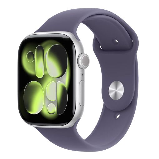 Εικόνα της Apple Watch Series 11 GPS + Cellular 46mm Aluminium Silver with Purple Fog Sport Band (M/L) MFCR4QL/A