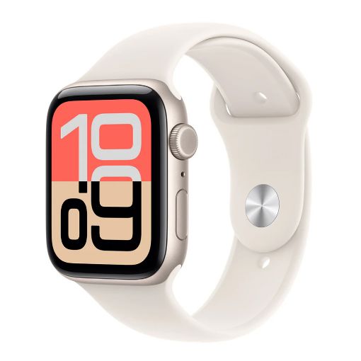 Εικόνα της Apple Watch SE 3 GPS + Cellular 44mm Aluminium Starlight with Starlight Sport Band (S/M) MEPE4QL/A