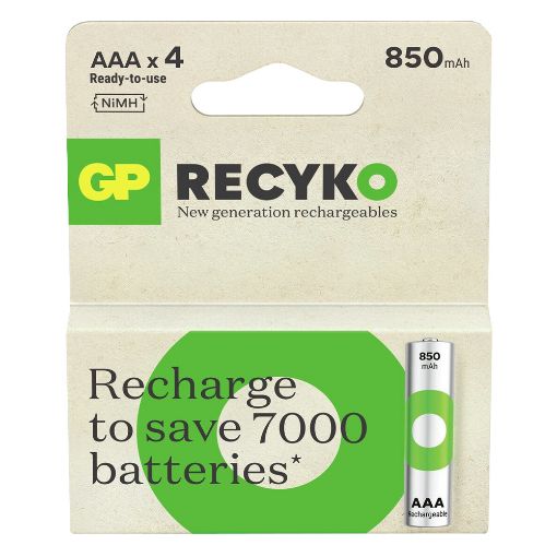 Εικόνα της Επαναφορτιζόμενες Μπαταρίες GP Batteries Recyko AAA Ni-MH 850mAh 1.2V 4τμχ 20979