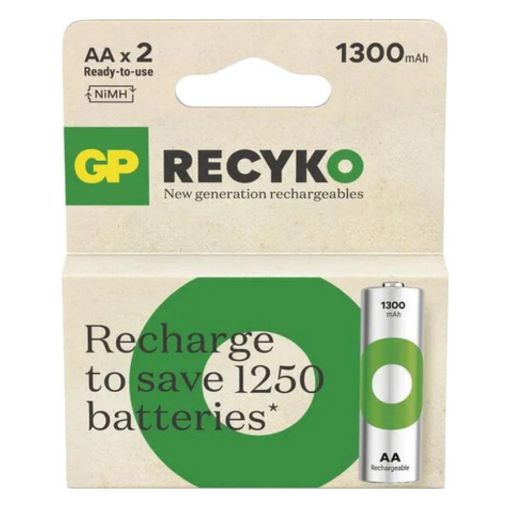 Εικόνα της Επαναφορτιζόμενες Μπαταρίες GP Batteries Recyko AA Ni-MH 1300mAh 1.2V 2τμχ 20984