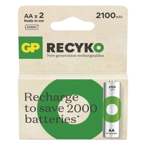 Εικόνα της Επαναφορτιζόμενες Μπαταρίες GP Batteries Recyko AA Ni-MH 2100mAh 1.2V 2τμχ 21001
