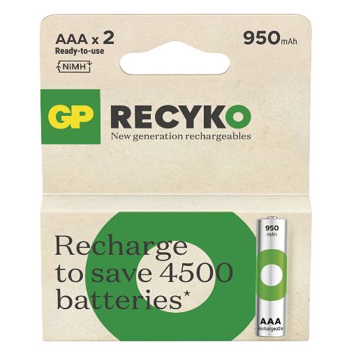 Εικόνα της Επαναφορτιζόμενες Μπαταρίες GP Batteries Recyko AAA Ni-MH 950mAh 1.2V 2τμχ 20656