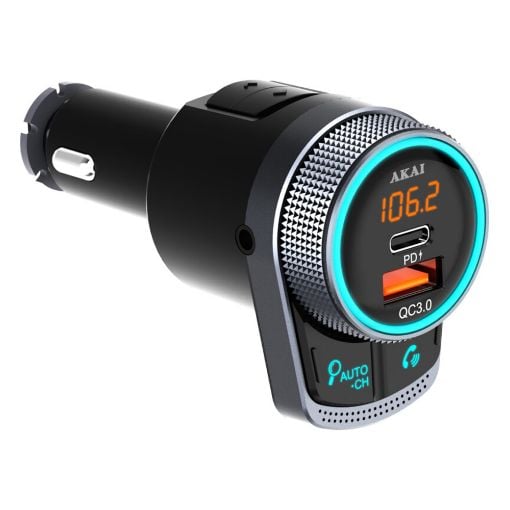Εικόνα της FM Transmitter & Φορτιστής Αυτοκινήτου Akai FMT-80BT Bluetooth 38W Black