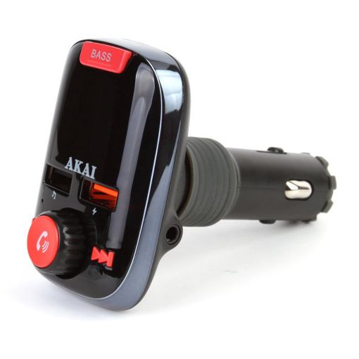 Εικόνα της FM Transmitter & Φορτιστής Αυτοκινήτου Akai FMT-74BT Bluetooth Black/Red