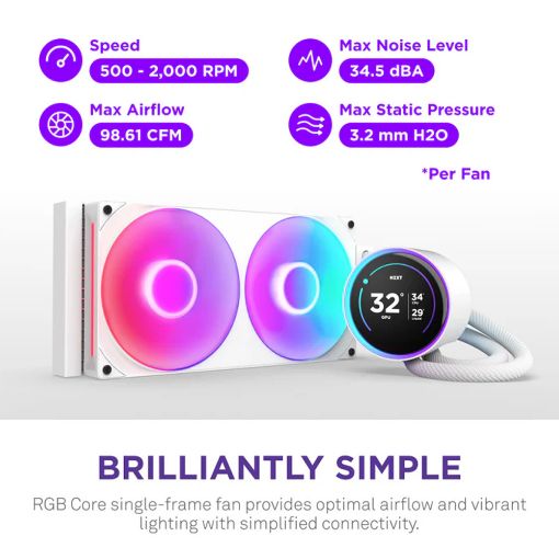 Εικόνα της NZXT Kraken Elite 280 V2 RGB White RL-KR28E-W2