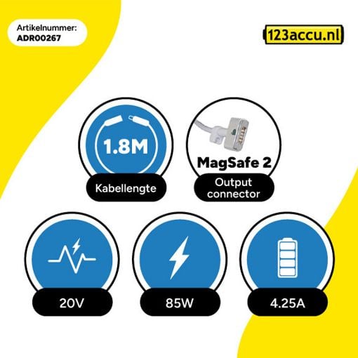 Εικόνα της Τροφοδοτικό Laptop WS Xtreme Power Συμβατό με Apple MagSafe 2 20V 85W 661-00682
