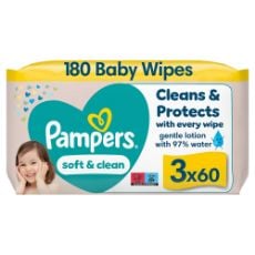 Εικόνα της Μωρομάντηλα Pampers Soft & Clean Υγρά 3x60τμχ