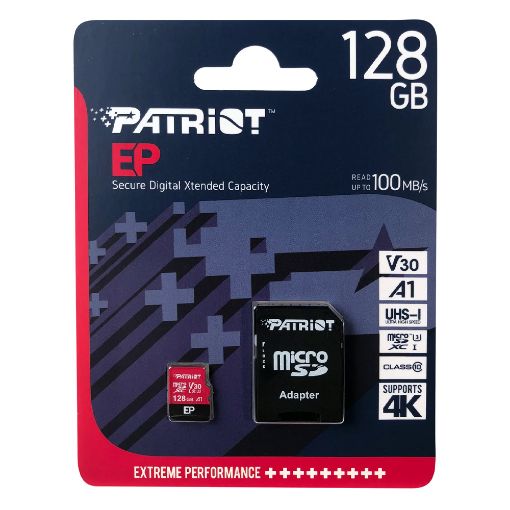 Εικόνα της Κάρτα Μνήμης microSDXC Patriot EP Series 128GB Class 10 Black/Red + SD Adapter PEF128GEP31MCX