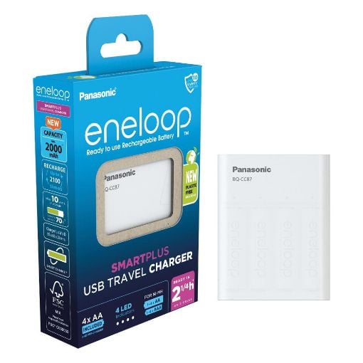 Εικόνα της Φορτιστής Μπαταριών Panasonic Eneloop Smart Plus BQ-CC87 Ni-MH AA/AAA & 4x Μπαταρίες AA 2000mAh 19799