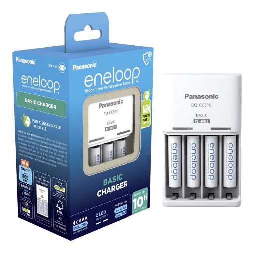 Εικόνα της Φορτιστής Μπαταριών Panasonic Eneloop Basic BQ-CC51 Ni-MH AA/AAA & 4x Μπαταρίες AAA 800mAh 19641