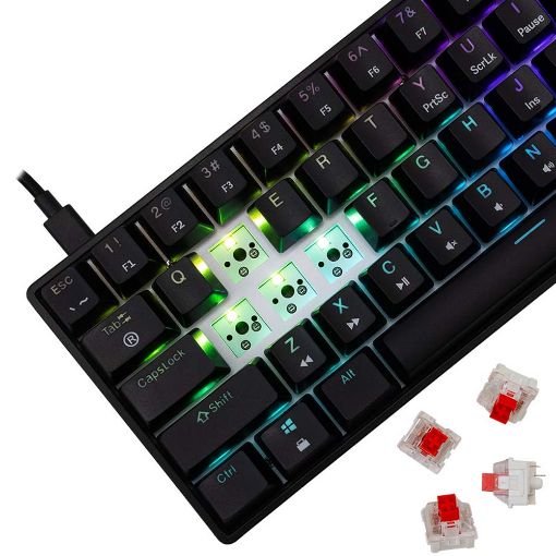 Εικόνα της Πληκτρολόγιο White Shark Shinobi 2 60% RGB Hot-Swappable Red Switches (US) Black GK-004111