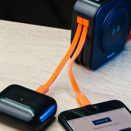 Εικόνα της Power Bank Philips Magnetic Wireless με Ενσωματωμένα Καλώδια 10000mAh 22.5W Black DLP4347CB/GRS